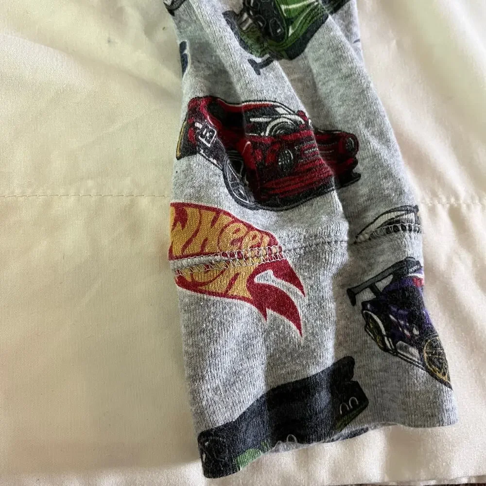 Gap Organic Cotton Grey Hot Wheels Pajama Set Boy's Size 14